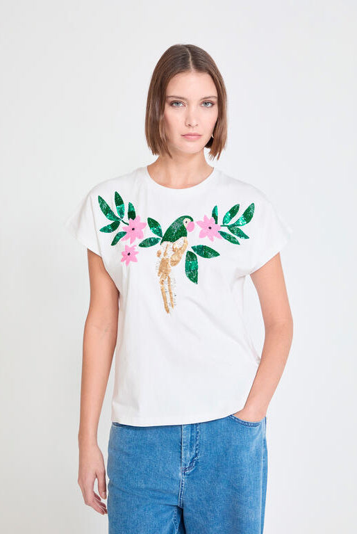 T-SHIRT MAITE PAPAGAIO COM JÓIAS - Carla Valente