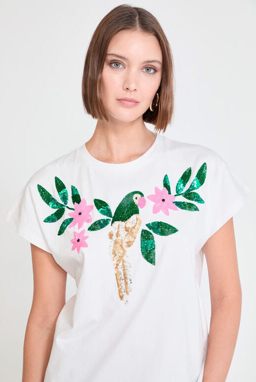 T-SHIRT MAITE PAPAGAIO COM JÓIAS - Carla Valente