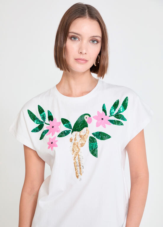 T-SHIRT MAITE PAPAGAIO COM JÓIAS - Carla Valente