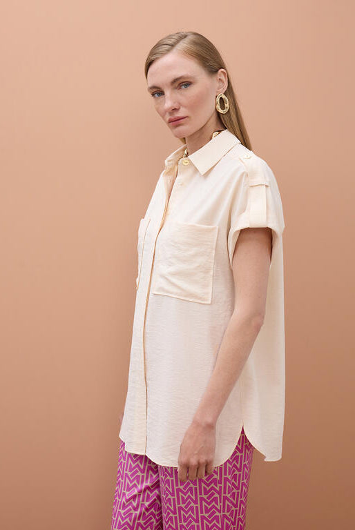 CAMISA MAITE LARGA MANGA FLUÍDA COM BOLSOS - Carla Valente