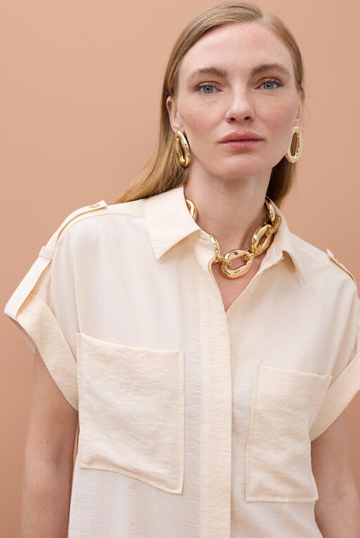CAMISA MAITE LARGA MANGA FLUÍDA COM BOLSOS - Carla Valente