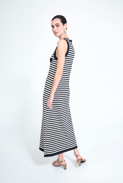 VESTIDO MAITE TRICOT MARINHEIRO ABERTO - Carla Valente