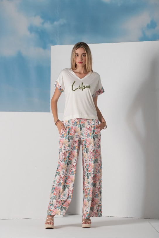 T-SHIRT LIBERJEANS MANGA BAINHA TROPICAL - Carla Valente