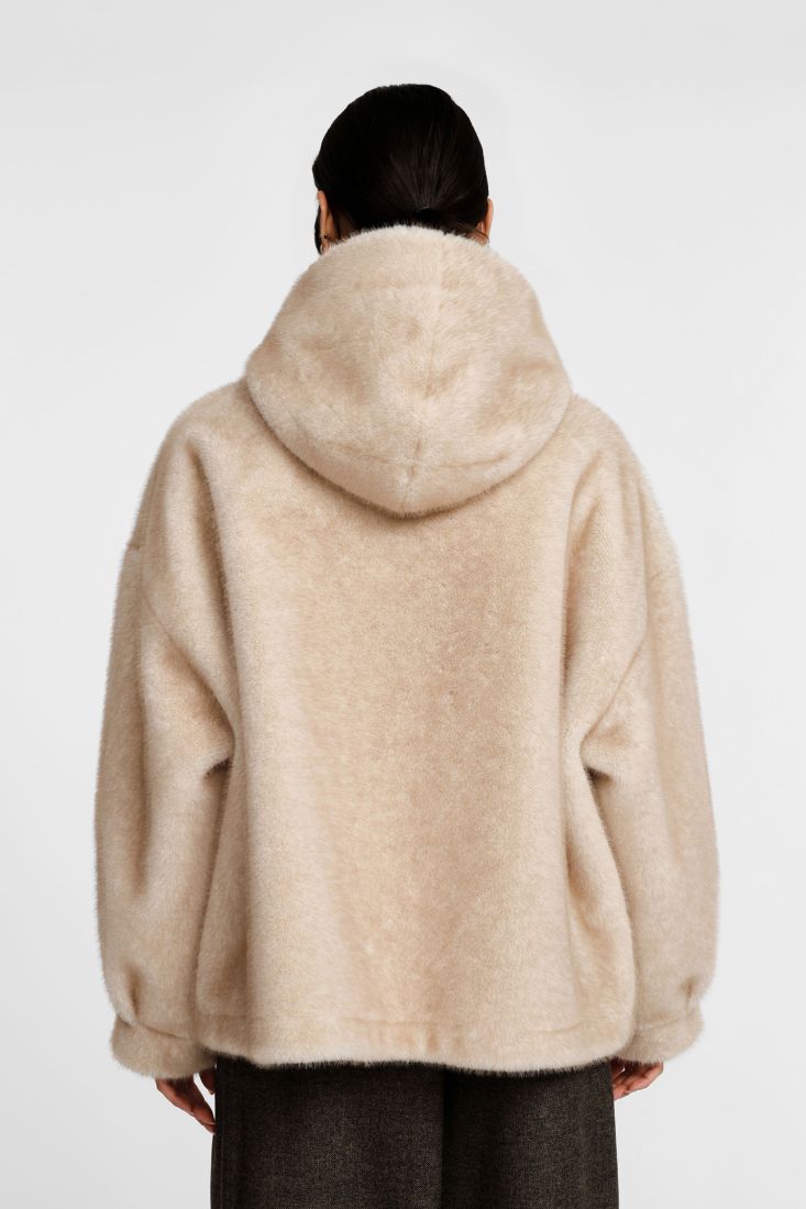 CASACO PLEASE FAKE FUR C/CARAPUÇO