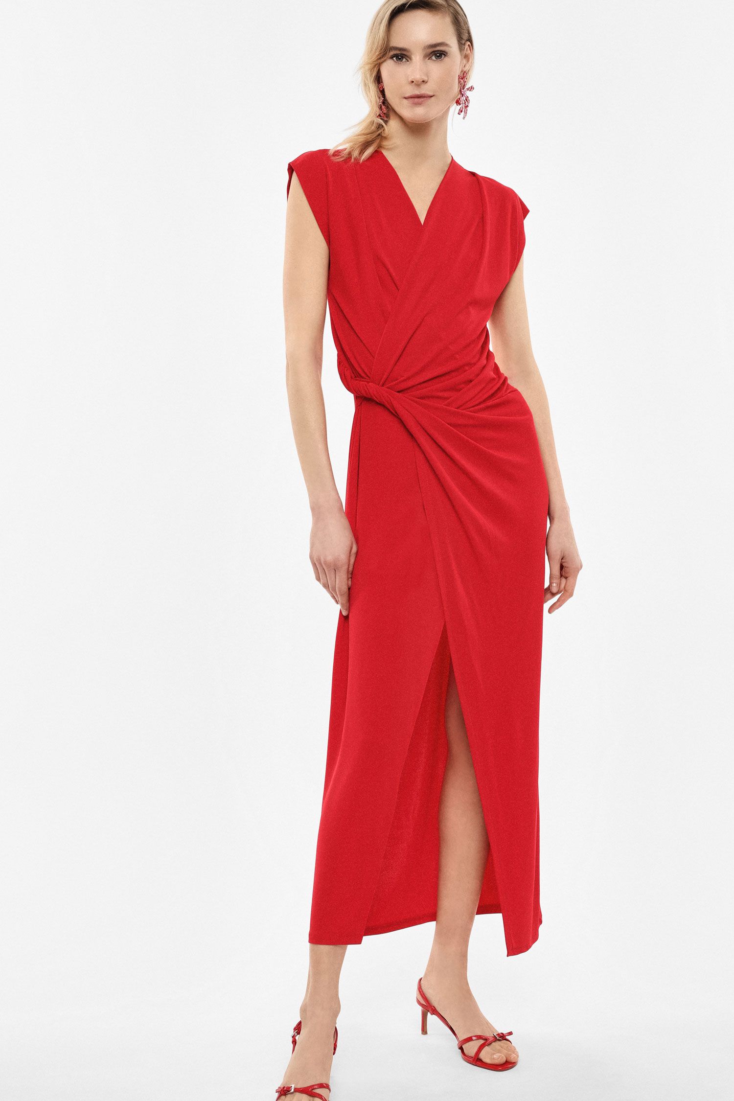 VESTIDO IMPERIAL DRAPEADO DECOTE V - Carla Valente