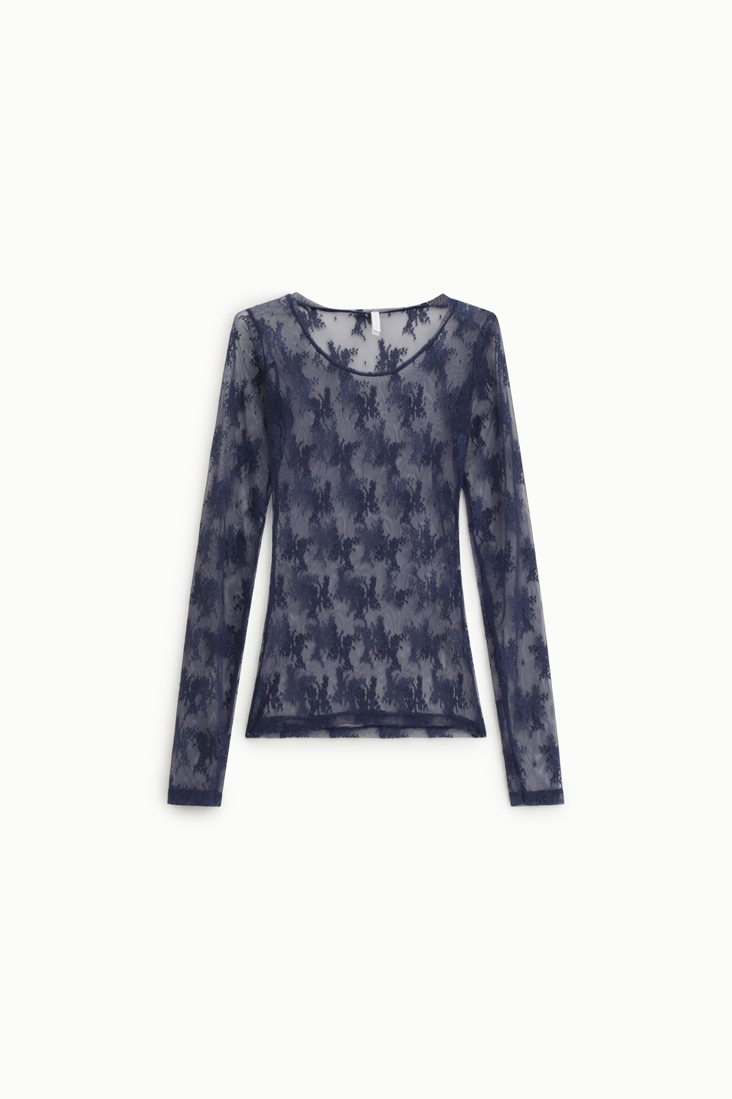 BLUSA IMPERIAL TRANSPARENTE MANGA COMPRIDA  RENDA FLORAL - Carla Valente