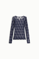 BLUSA IMPERIAL TRANSPARENTE MANGA COMPRIDA  RENDA FLORAL - Carla Valente