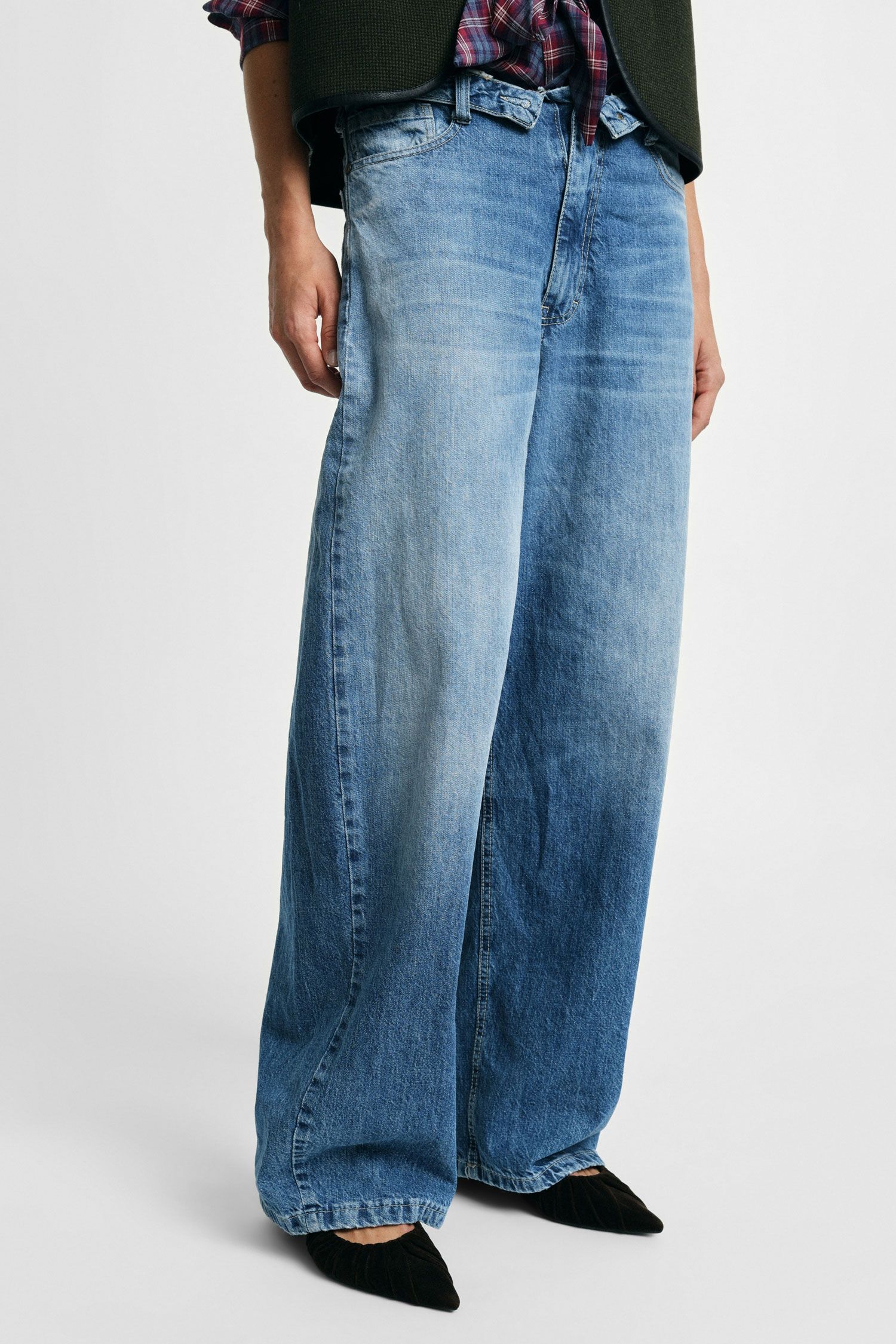 Calça Please Wide Leg Cinta Subida - vista lateral
