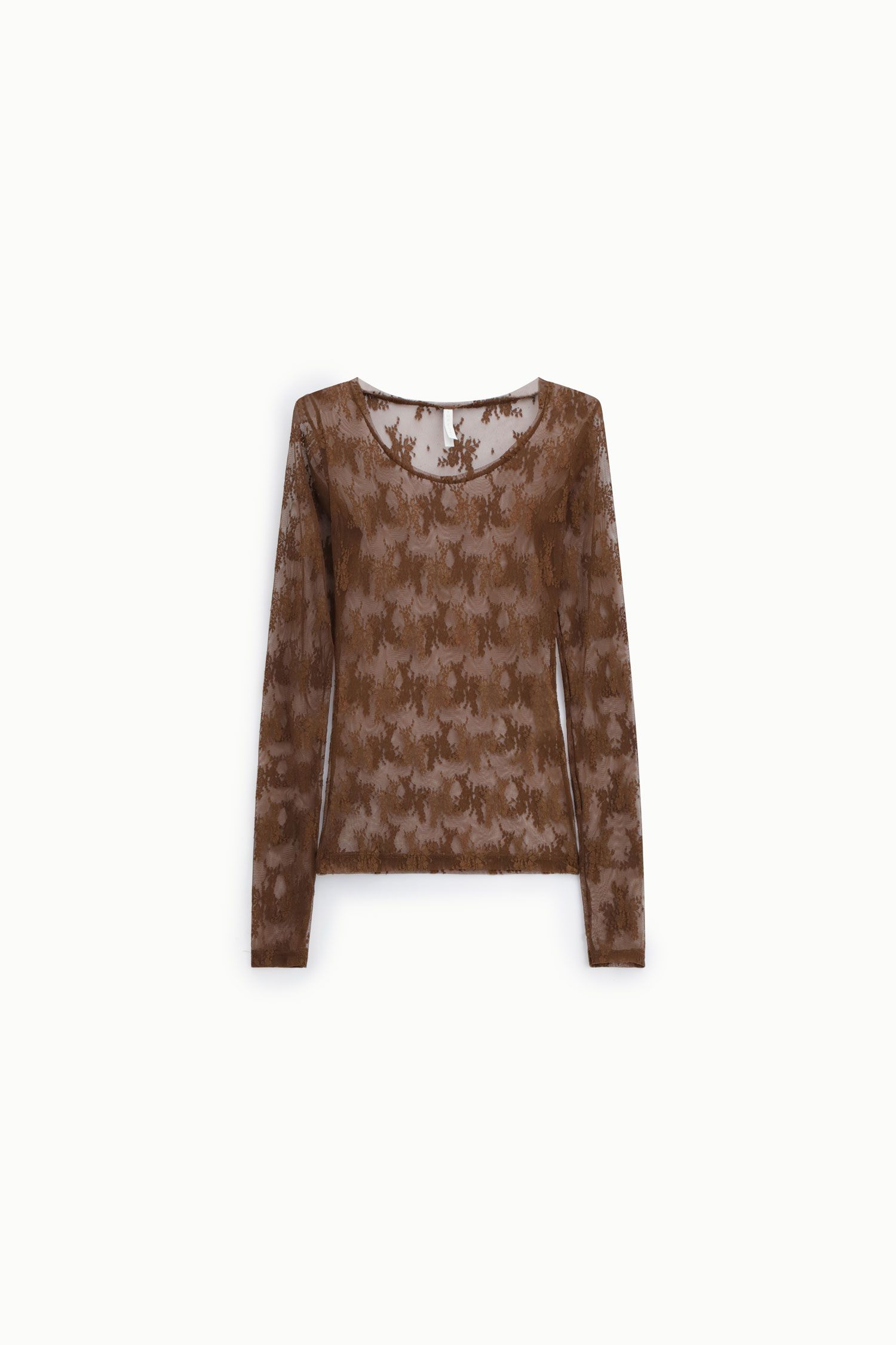 BLUSA IMPERIAL TRANSPARENTE MANGA COMPRIDA  RENDA FLORAL - Carla Valente
