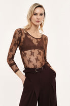 BLUSA IMPERIAL TRANSPARENTE MANGA COMPRIDA  RENDA FLORAL - Carla Valente