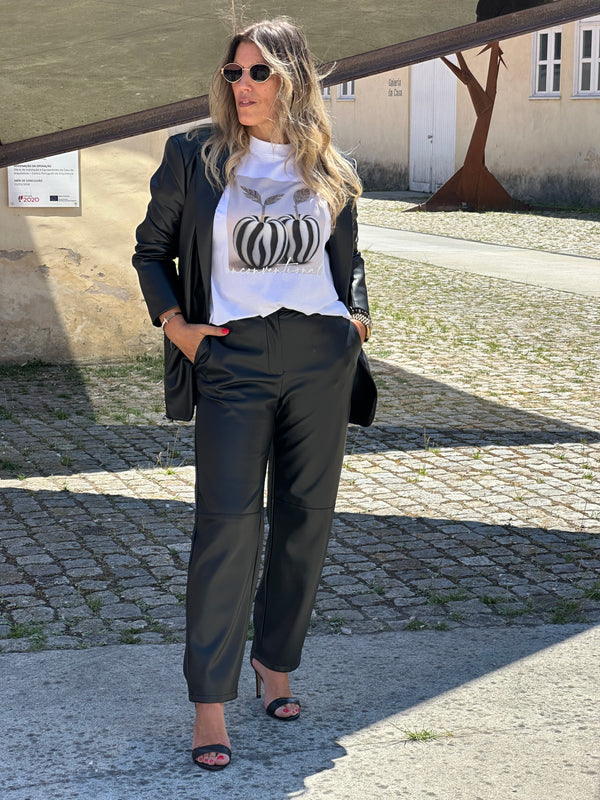 CALÇA IMPERIAL EM ECO PELE  WIDE LEG - Carla Valente