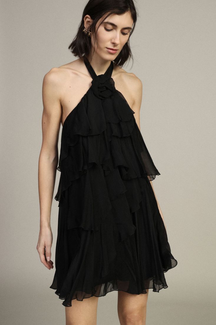 VESTIDO DIXIE FOLHOS DECOTE HALTER - Carla Valente