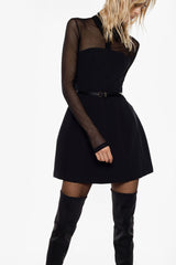 VESTIDO IMPERIAL MANGA TRANSPARENTE C/ CINTO