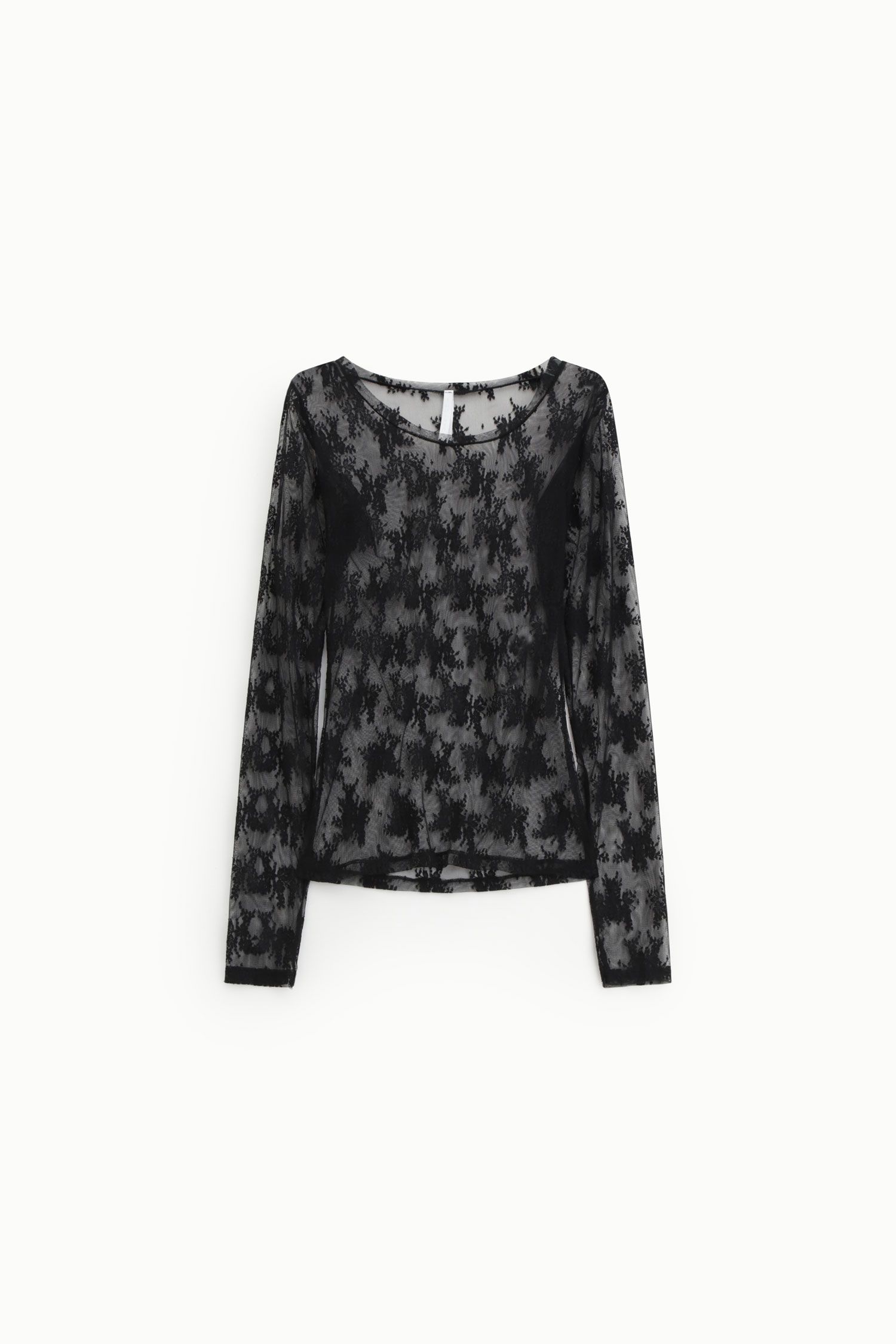 BLUSA IMPERIAL TRANSPARENTE MANGA COMPRIDA  RENDA FLORAL - Carla Valente