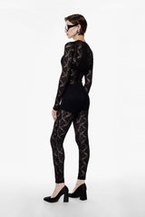 MACACÃO IMPERIAL RENDA TRANSPARENTE MANGA COMPRIDA