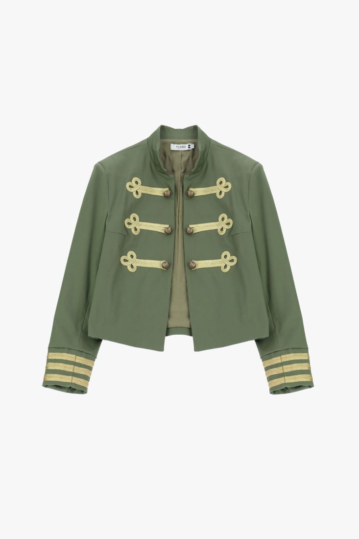 JAQUETA PLEASE CURTA COM APLICAÇÃO NÓ ORNAMENTAL - Carla Valente