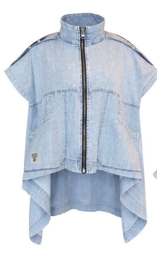 CAMISA VDR ASSIMÉTRICA JEANS COM ZIPER - Carla Valente