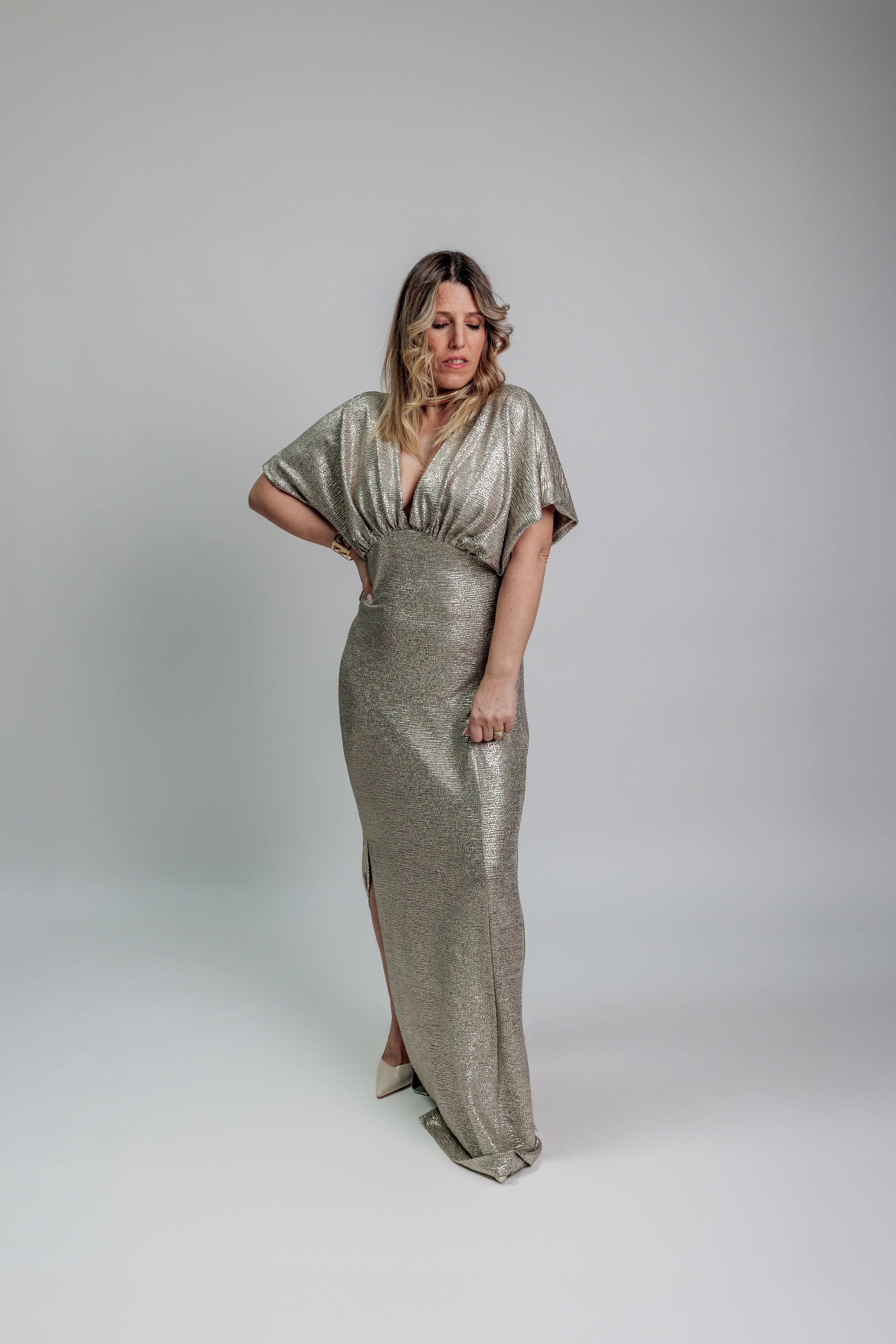 VESTIDO MAITE LONGO C/MANGA DE EVENTO - Carla Valente