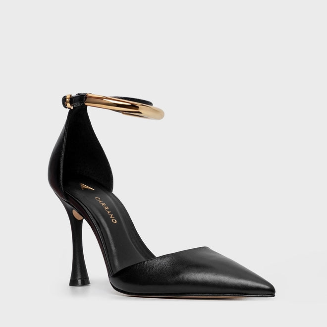 STILETTO CARRANO SALTO FINO COM TIRA DOURADA - Carla Valente