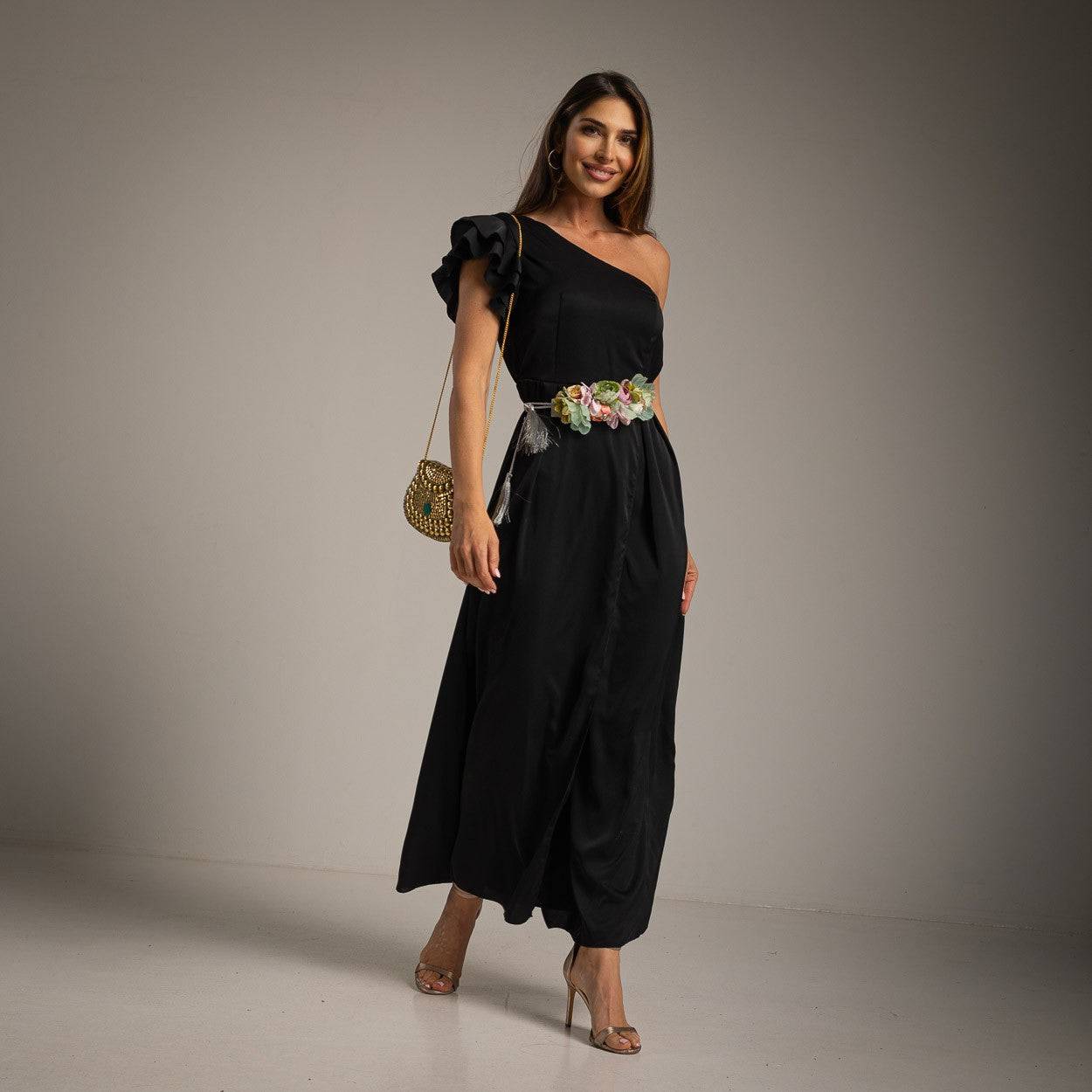 VESTIDO ALBNS ASSIMÉTRICO DUPLO BABADO - Carla Valente