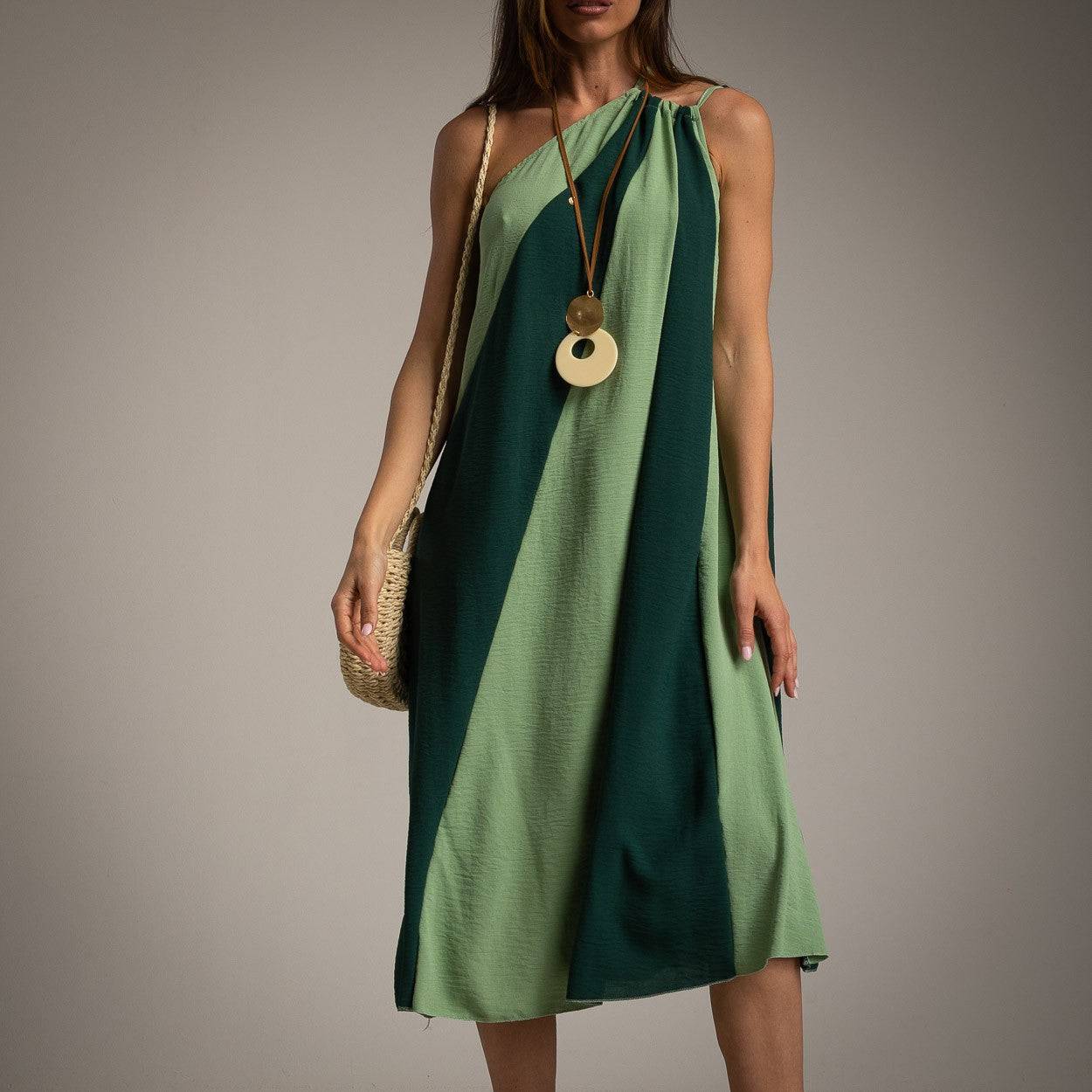 VESTIDO ALBNS ASSIMÉTRICO DE DOIS TONS - Carla Valente