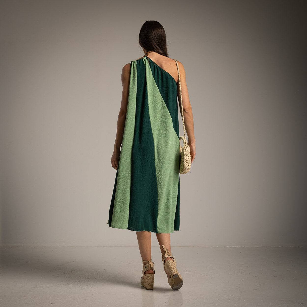 VESTIDO ALBNS ASSIMÉTRICO DE DOIS TONS - Carla Valente