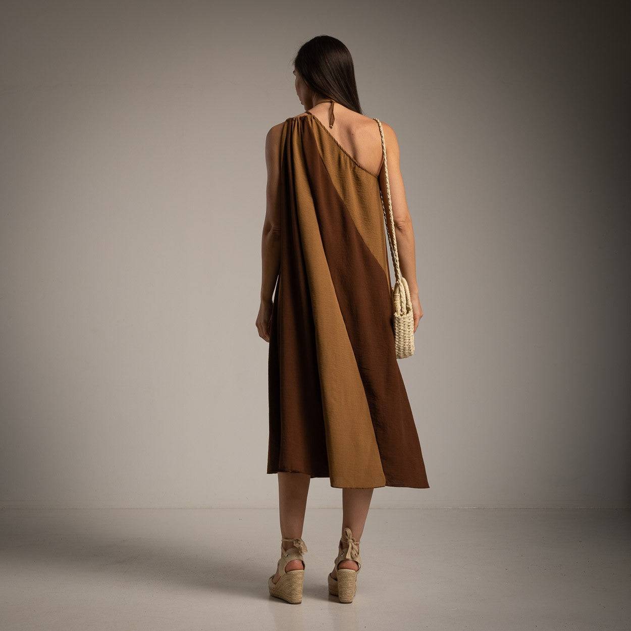VESTIDO ALBNS ASSIMÉTRICO DE DOIS TONS - Carla Valente