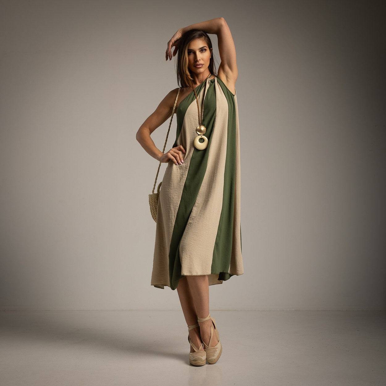VESTIDO ALBNS ASSIMÉTRICO DE DOIS TONS - Carla Valente