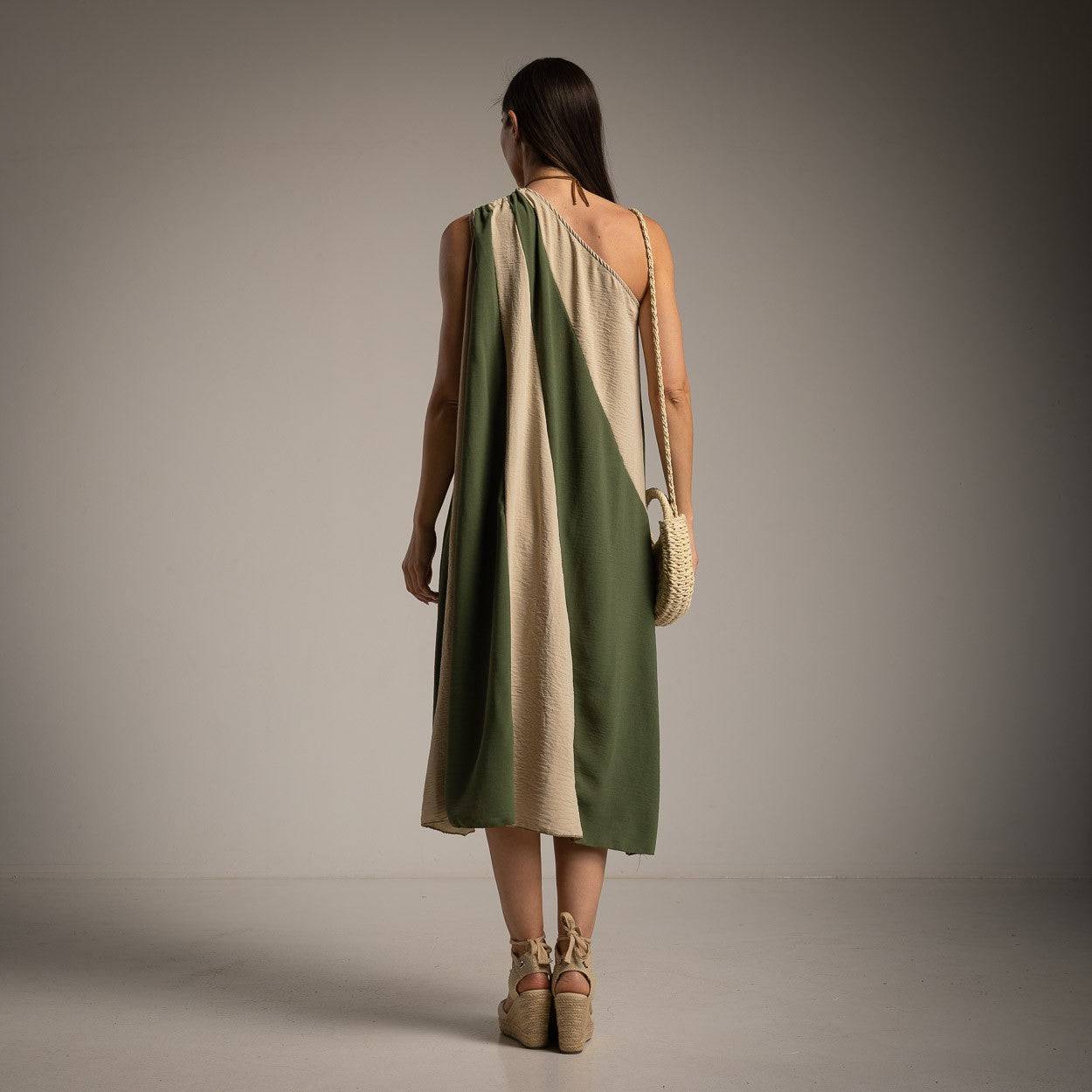 VESTIDO ALBNS ASSIMÉTRICO DE DOIS TONS - Carla Valente
