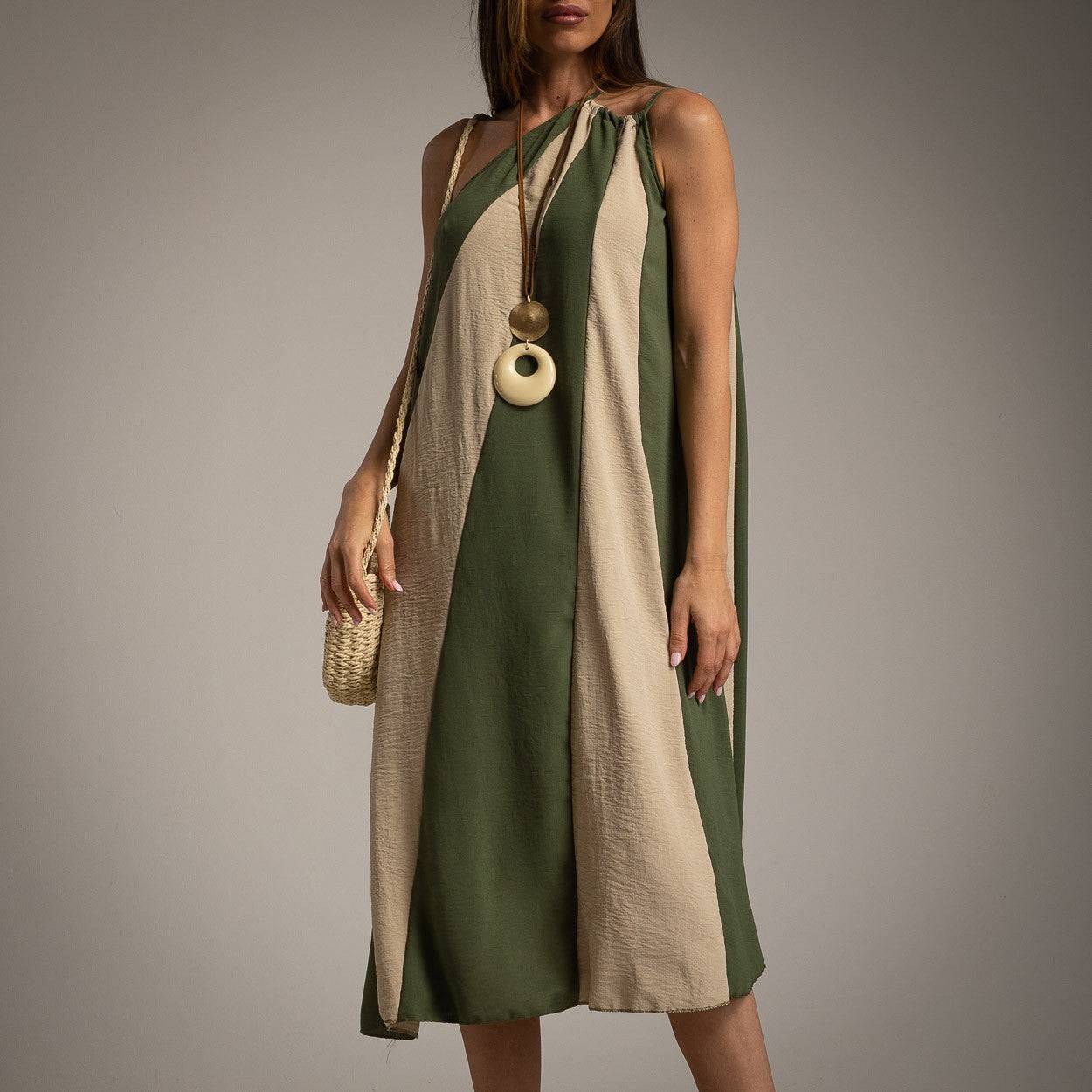 VESTIDO ALBNS ASSIMÉTRICO DE DOIS TONS - Carla Valente