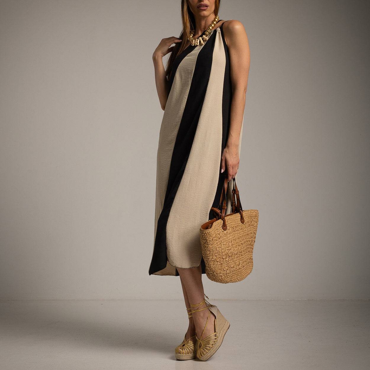 VESTIDO ALBNS ASSIMÉTRICO DE DOIS TONS - Carla Valente