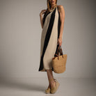 VESTIDO ALBNS ASSIMÉTRICO DE DOIS TONS - Carla Valente