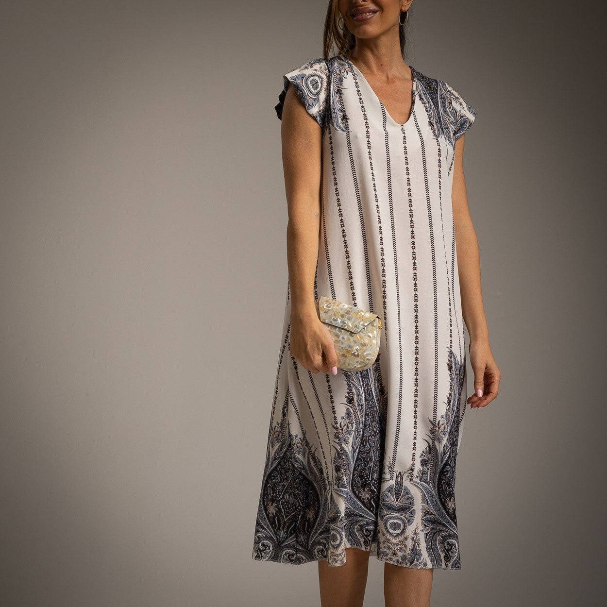 VESTIDO ALBNS PANOTS LISTRADO PAISLEY - Carla Valente