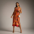 VESTIDO ALBNS DE CETIM ESTAMPADO LIS - Carla Valente