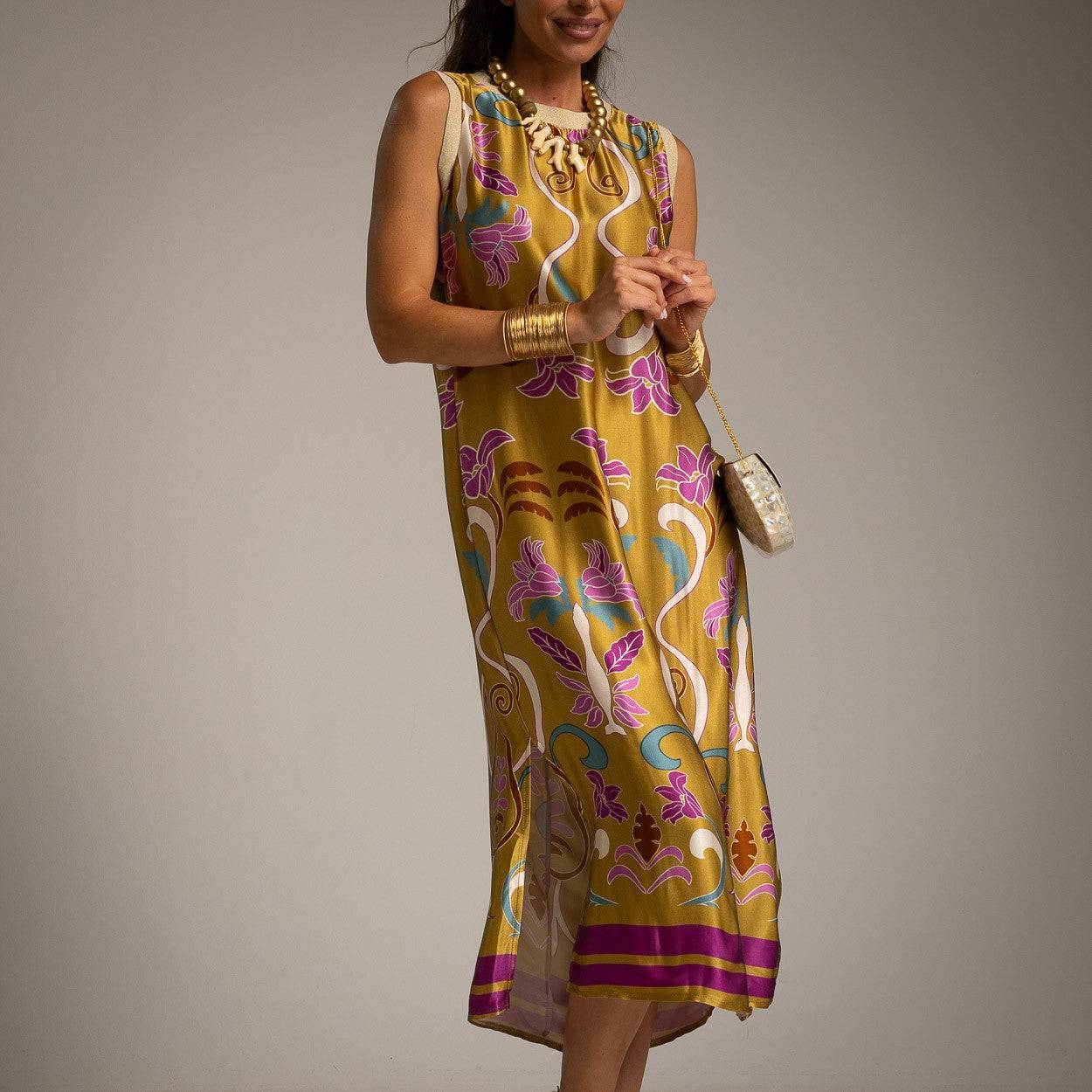 VESTIDO ALBNS DE CETIM ESTAMPADO LIS - Carla Valente