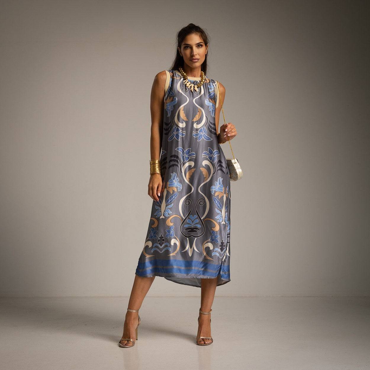 VESTIDO ALBNS DE CETIM ESTAMPADO LIS - Carla Valente