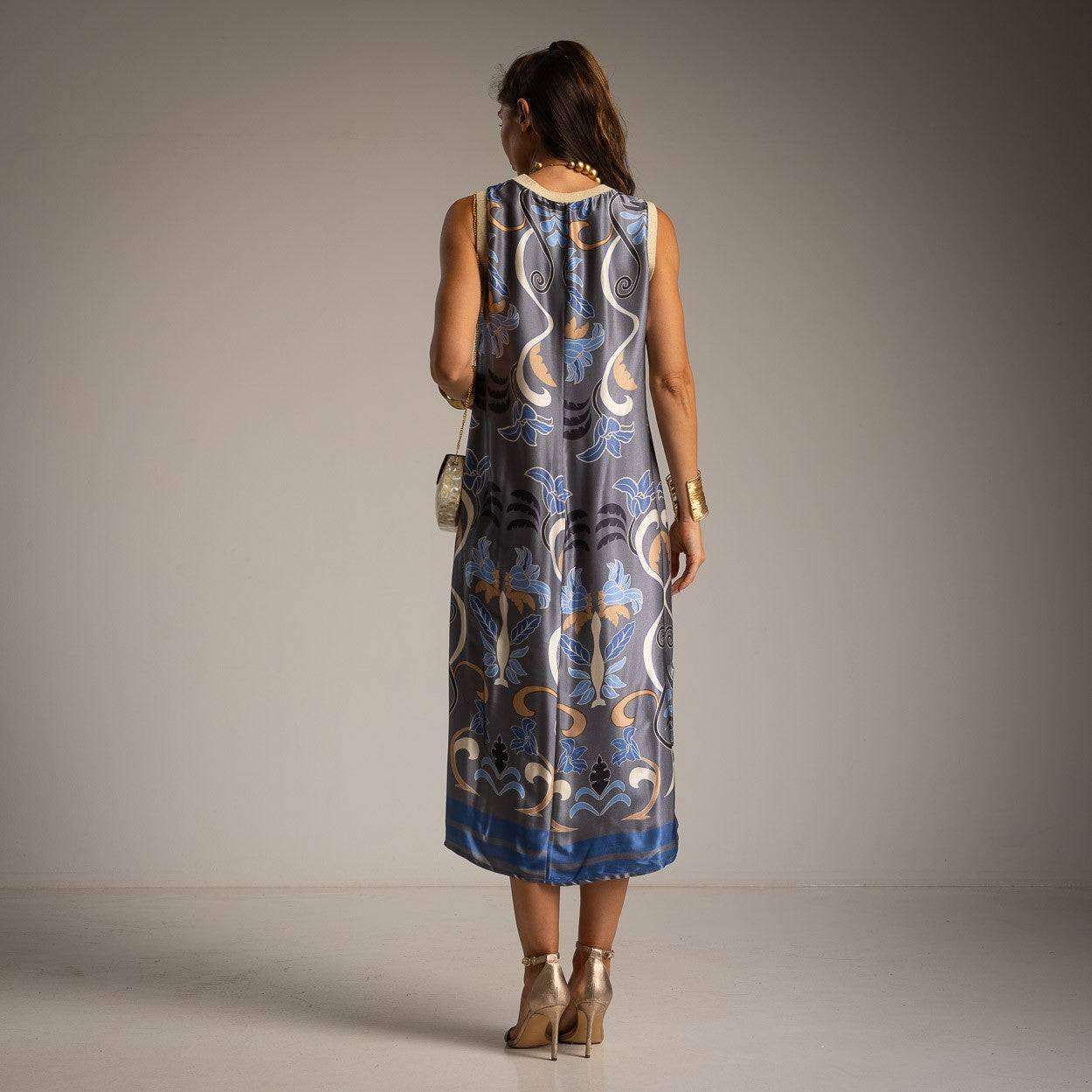 VESTIDO ALBNS DE CETIM ESTAMPADO LIS - Carla Valente