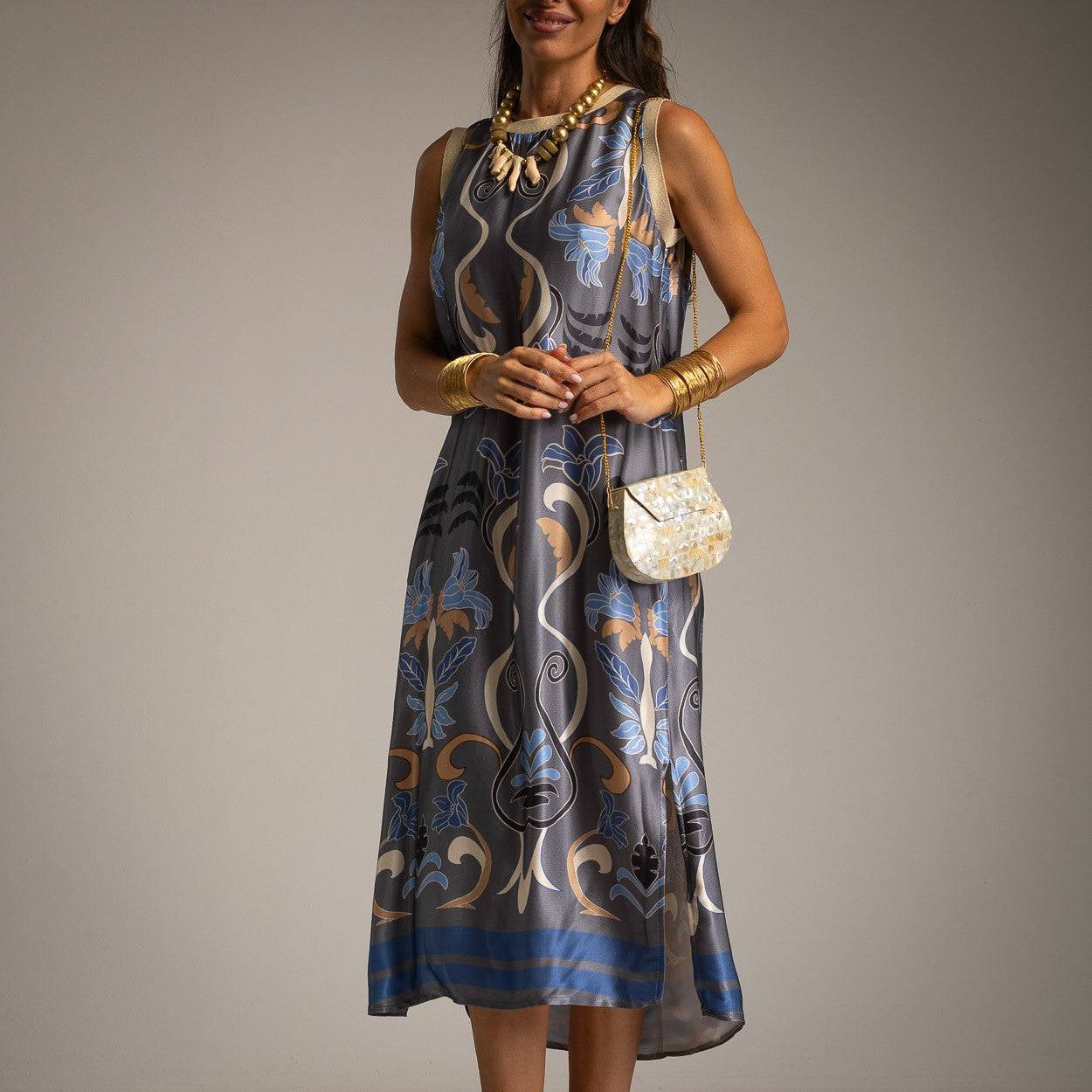 VESTIDO ALBNS DE CETIM ESTAMPADO LIS - Carla Valente