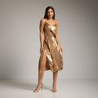 VESTIDO ALBNS LAMINADO COM BABADOS - Carla Valente