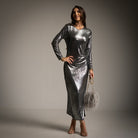 VESTIDO ALBNS METALIZADO DRAPEADO LATERAL - Carla Valente