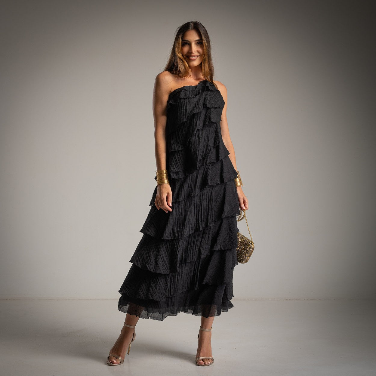 VESTIDO ALBNS COM FOLHOS - Carla Valente