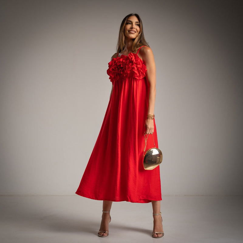 VESTIDO ALBNS FLORES 3D - Carla Valente