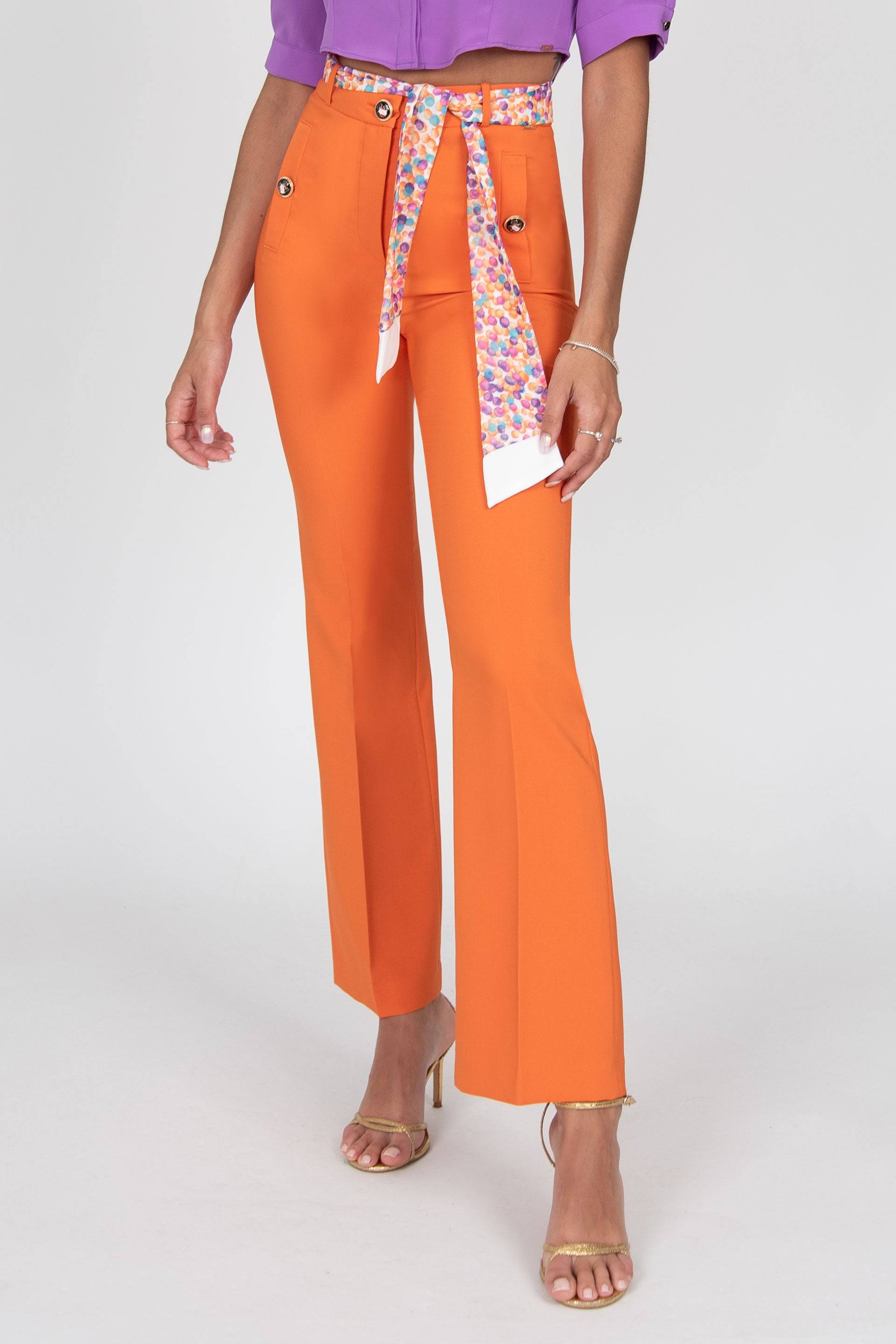 CALÇA FERRACHE CLÁSSICA C/CINTO ESTAMPA - Carla Valente