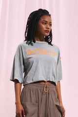 T-SHIRT VDR CROPPED SLOGAN LOVE POPCORN - Carla Valente