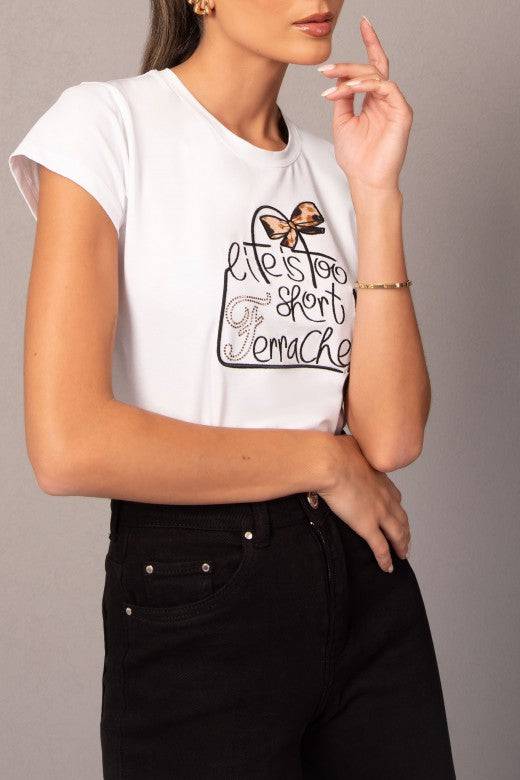T-SHIRT FERRACHE BÁSICA C/BORDADO NA FR - Carla Valente