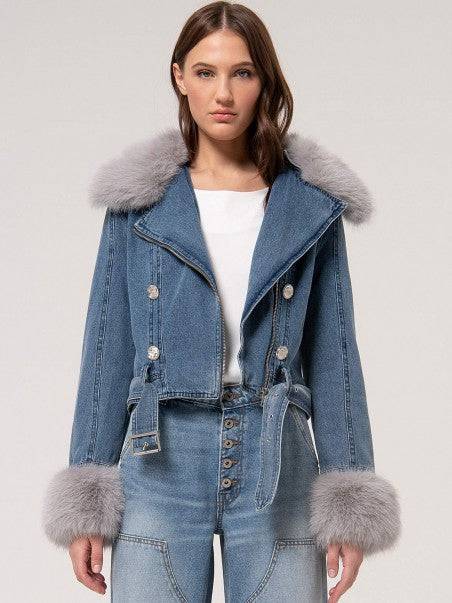 JACKET FRACOMINA JEANS CURTO GOLA FAKE FUR