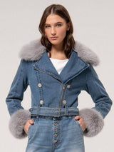 JACKET FRACOMINA JEANS CURTO GOLA FAKE FUR