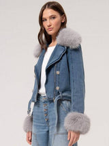 JACKET FRACOMINA JEANS CURTO GOLA FAKE FUR