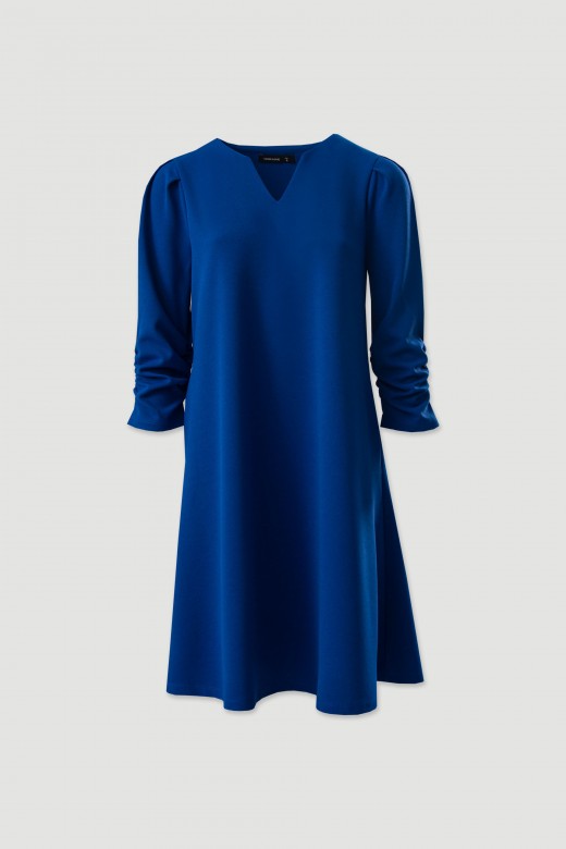 VESTIDO FERRACHE COM PORMENOR FRANZIDO NA MANGA - Carla Valente