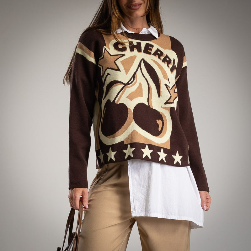 SWEATER ALBNS JACQUARD CHERRY - Carla Valente